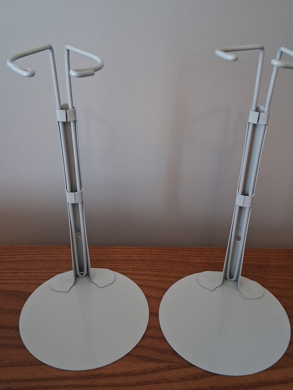 2 White Gray KAISER Doll Stands 9-14" Height with 4.5-inch Base